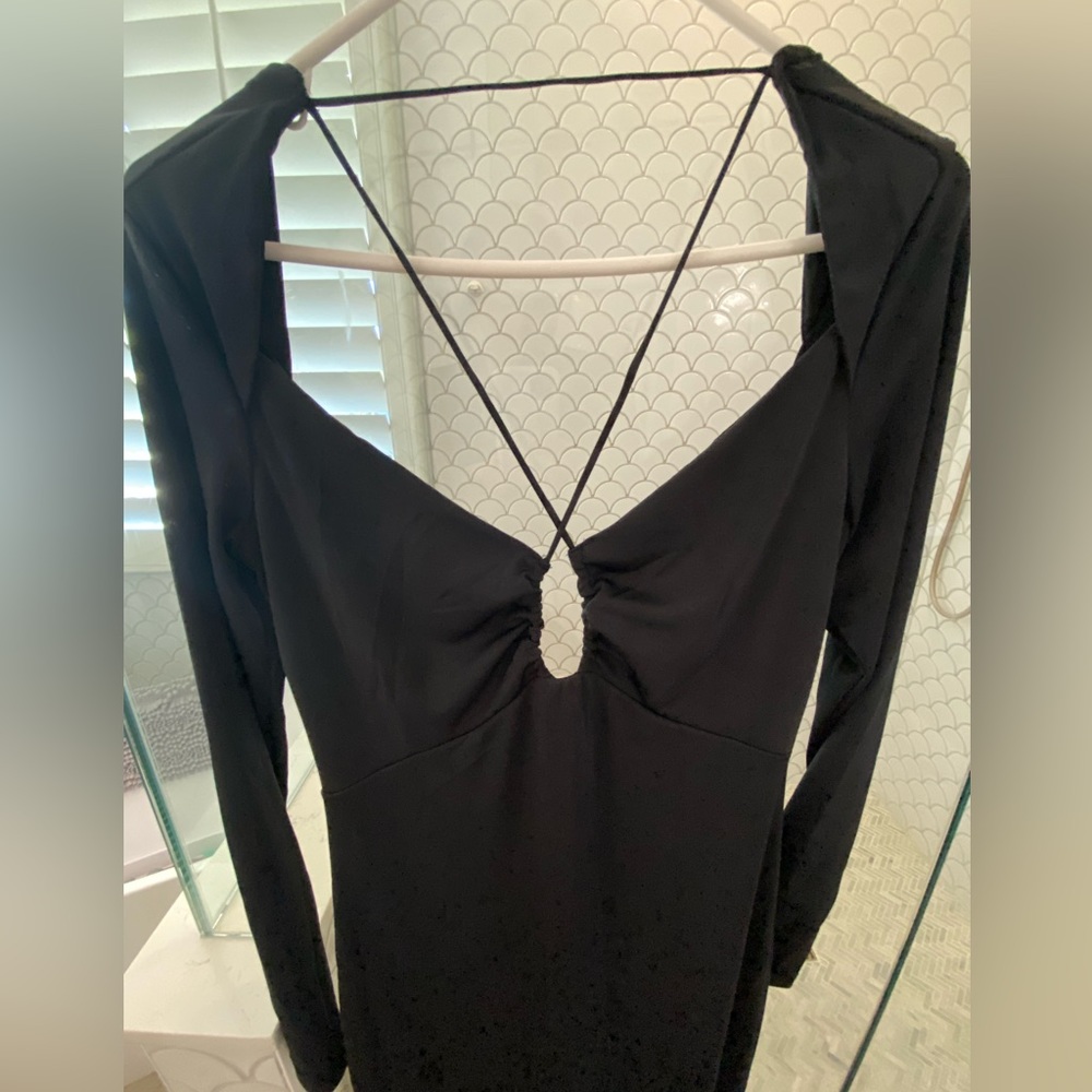 Jason Wu long sleeve black dress.